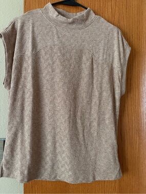 Democracy Taupe Short-Sleeve Mock Neck Top